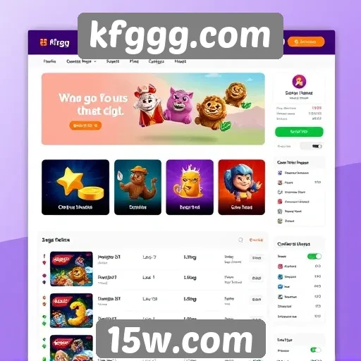 Interface do usuário do site de jogos kfggg.com